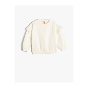 Koton Basic Sweatshirt Frilly Long Sleeve Crew Neck Raised Cotton