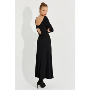 Cool & Sexy Women's Black Back Detailed Camisole Midi Dress