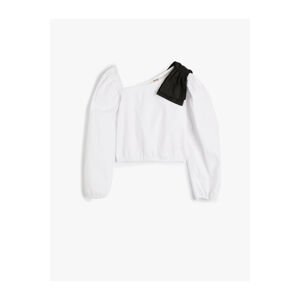 Koton Sweatshirt Asymmetric Collar Long Sleeve Applique Detail Cotton