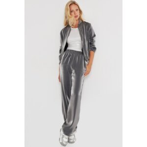 Cool & Sexy Women's Anthracite Bomber Jacket and Trousers Suit