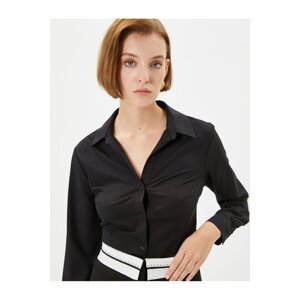 Koton Regular Shirt Collar Plain Black Women's Shirt 4WAK60454UW