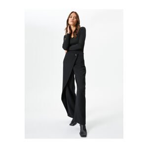 Koton Wide Leg Trousers High Waist Covered Buttoned
