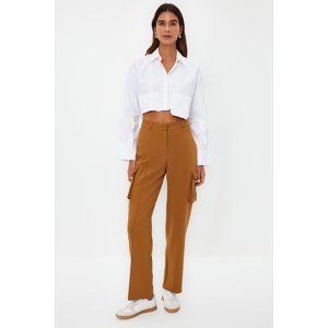Trendyol Brown Cargo Straight/Straight Fit Woven Double Pocket Woven Trousers