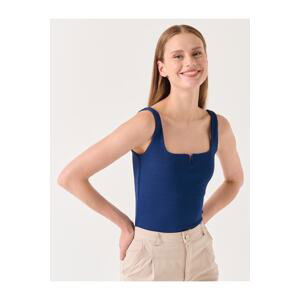 Jimmy Key Navy Blue Square Collar Sleeveless Knitted Undershirt