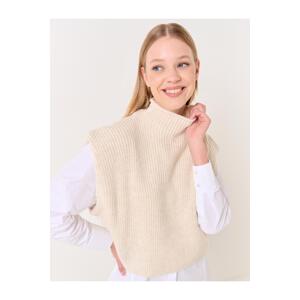 Jimmy Key Beige Turtleneck Sleeveless Short Knitwear Sweater