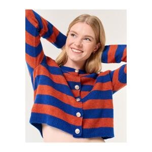 Jimmy Key Blue Long Sleeve Striped Patterned Knitwear Cardigan