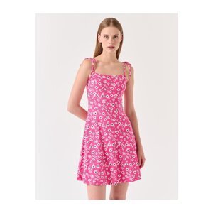 Jimmy Key Pink Strap Flower Patterned Mini Dress