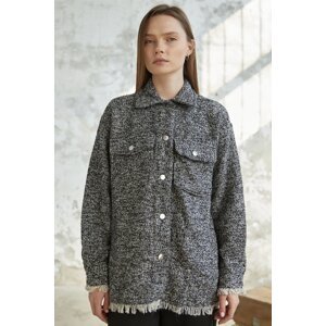 InStyle Tassel Detail Snap Fastener Shirt - Black