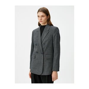 Koton Oversize Blazer Jacket Double Breasted Buttoned Covered Pocket