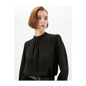 Koton Balloon Sleeve Blouse High Collar Draped