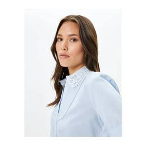 Koton Short Sleeve Shirt with Lace Collar Yoke