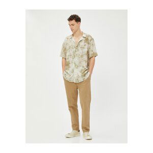Koton Summer Shirt with Abstract Print Detail Turn-down Collar Viscose Fabric