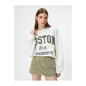 Koton College Sweatshirt Printed Long Sleeve Crew Neck Comfort Fit Cotton