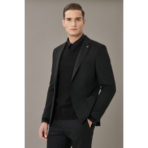 ALTINYILDIZ CLASSICS Men's Black Slim Fit Slim Fit Mono Collar Casual Blazer Jacket