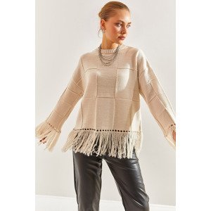 Bianco Lucci Women's Tasseled Knitwear Sweater