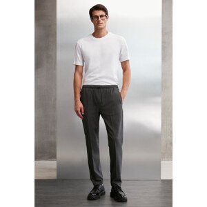 GRIMELANGE Blaz Men's Woven Waist Elastic Slim Fit Cut Cord Pocket Anthracite / Striped Trousers
