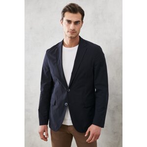 ALTINYILDIZ CLASSICS Men's Navy Blue Slim Fit Narrow Cut Mono Collar Ultra Light Jacket