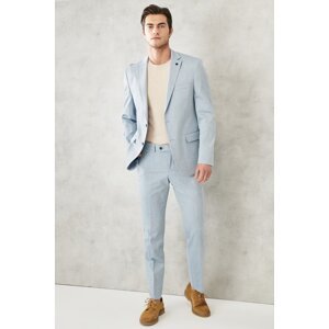 ALTINYILDIZ CLASSICS Men's Blue Slim Fit Slim Fit Mono Collar Dobby Classic Suit