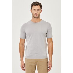 ALTINYILDIZ CLASSICS Men's Gray 360 Degree Stretch in All Directions Slim Fit Slim Fit 100% Cotton Knitwear T-Shirt