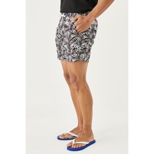 AC&Co / Altınyıldız Classics Men's Black-white Standard Fit Pocket Patterned Swimsuit Swim Shorts
