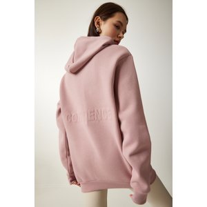Happiness İstanbul Women's Powder Hooded Raised Knitted Sweatshirt OW0009