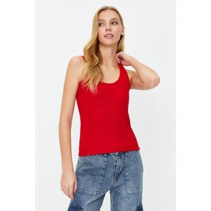 Trendyol Red Fitted Pool Neck Ribbed Stretch Knit Undershirt