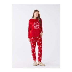 LC Waikiki Crew Neck Embroidered Long Sleeve Women's Pajama Set