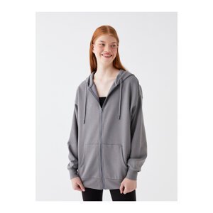 LC Waikiki Oversized Women's Sports Cardigan with a Hooded Straight Long Sleeve
