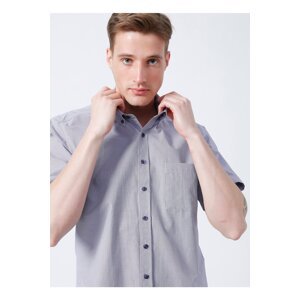 ALTINYILDIZ CLASSICS Men's Lilac Purple Comfort Fit Relaxed Cut Buttoned Collar Dobby Shirt