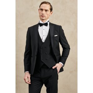 ALTINYILDIZ CLASSICS Men's Black Slim Fit Slim Fit Swallow Collar Classic Straight Vest Tuxedo Suit