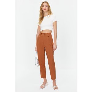 Trendyol Brown Carrot High Waist Polyviscon Woven Trousers