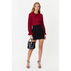 Trendyol Burgundy Collar Detailed Frilly Woven Shirt