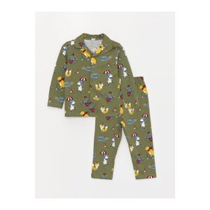 LC Waikiki Shirt Collar Long Sleeve Printed Baby Boy Pajamas Set