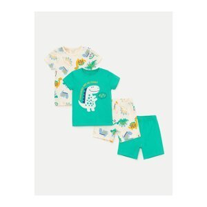 LC Waikiki LCW Baby Crew Neck Short Sleeve Printed Baby Boy Short Pajamas Set 2-Pack