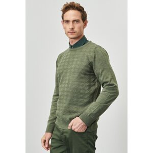 ALTINYILDIZ CLASSICS Men's Green Standard Fit Crew Neck Plain Knitwear Sweater