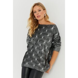 Cool & Sexy Women's Silver Leaf Knitwear Sweater