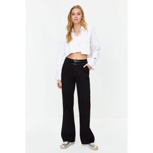 Trendyol Black Belt Detailed High Waist Wide Leg Jeans