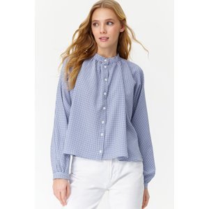 Trendyol Navy Blue Judge Collar Woven Checkered Shirt