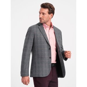 Ombre Men's jacquard jacket in delicate check - graphite