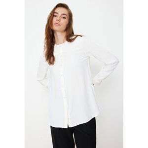 Trendyol White Ruffle Collar Crepe Elegant Woven Shirt