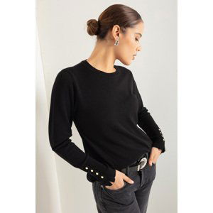 Lafaba Women's Black Crew Neck Basic Knitwear Sweater