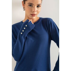 Lafaba Women's Saxe Blue Crew Neck Basic Knitwear Sweater