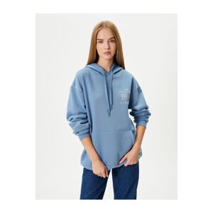 Koton Hooded Oversize Sweatshirt College Themed Back Printed Kangaroo Pocket