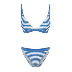 Trendyol White-Blue Striped Triangle Textured Bikini Set