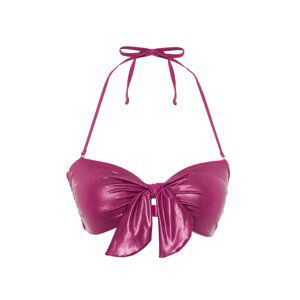 Trendyol Purple Strapless Tie-Up Shiny Lacquer Printed Bikini Top