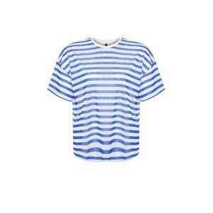 Trendyol Curve White-Blue Striped Oversize Knitted Blouse