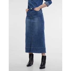 Orsay Modrá dámská džínová midi sukně - Dámské