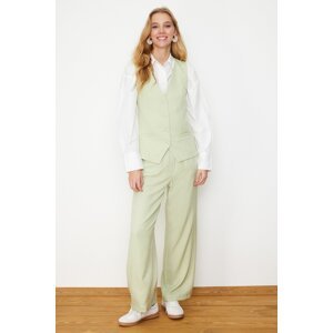 Trendyol Mint Linen Look Stylish Vest Trousers Woven Bottom Top Suit