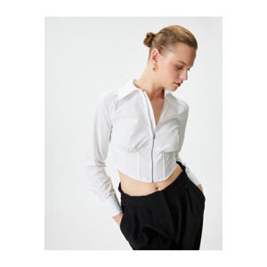 Koton Crop Shirt Zippered Corset Detail Cotton