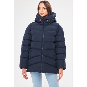D1fference Women's Navy Blue Hooded Water And Windproof Puffer Winter Coat